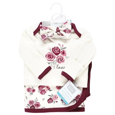 Hudson Baby Infant Girl Gown, Swaddle Blanket And Cap Or Headband, Rose, 0-6 Months 1 Hudson Baby Infant Girl Gown, Swaddle Blanket And Cap Or Headband, Rose, 0-6 Months