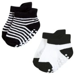 Hudson Baby Infant Boy Non-Skid No-Show Socks, Black White Stripes -Hudson Baby Store GUEST b013e011 a1bd 45e4 8875 66f1afaa13e8