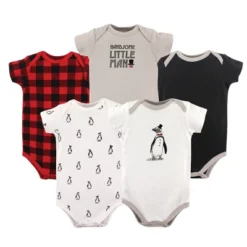 Hudson Baby Infant Boy Cotton Bodysuits 5pk, Penguin