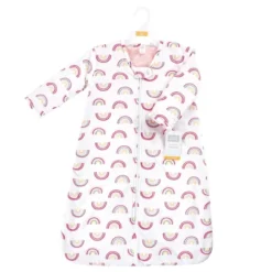 Hudson Baby Infant Girl Long Sleeve Plush Faux Fur Sleeping Bag, Wearable Blanket, Modern Rainbow