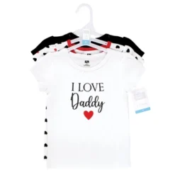 Hudson Baby Infant Girl Short Sleeve T-Shirts, Girl Daddy Red Black