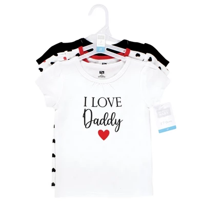 Hudson Baby Infant Girl Short Sleeve T-Shirts, Girl Daddy Red Black 1 Hudson Baby Infant Girl Short Sleeve T-Shirts, Girl Daddy Red Black