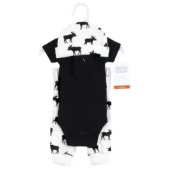 Hudson Baby Boys Thermal Preemie Layette Set 4pc Short Sleeve Outfit, Moose, Preemie