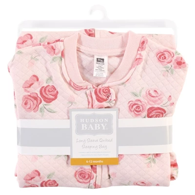 Hudson Baby Infant Girl Premium Quilted Long Sleeve Sleeping Bag And Wearable Blanket, Blush Rose 1 Hudson Baby Infant Girl Premium Quilted Long Sleeve Sleeping Bag And Wearable Blanket, Blush Rose