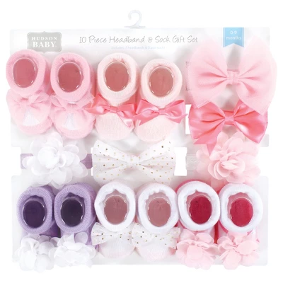 Hudson Baby Infant Girl Headband And Socks Giftset, Pink Lilac, One Size 1 Hudson Baby Infant Girl Headband And Socks Giftset, Pink Lilac, One Size