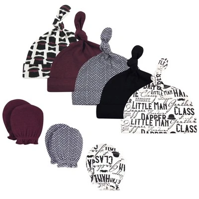 Hudson Baby Infant Boy Cotton Cap And Scratch Mitten Bundle Set, Pocket Watch Vintage Little Man, 0-6 Months 2 Hudson Baby Infant Boy Cotton Cap And Scratch Mitten Bundle Set, Pocket Watch Vintage Little Man, 0-6 Months - Image 2