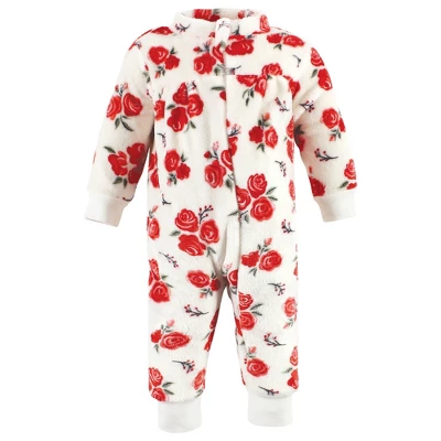 Hudson Baby Infant Girl Plush Jumpsuits, Red Rose Leopard 2 Hudson Baby Infant Girl Plush Jumpsuits, Red Rose Leopard - Image 2