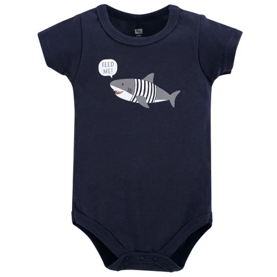 Hudson Baby Infant Boy Cotton Bodysuit, Shorts And Shoe 3pc Set, Blue Shark 2 Hudson Baby Infant Boy Cotton Bodysuit, Shorts And Shoe 3pc Set, Blue Shark - Image 2