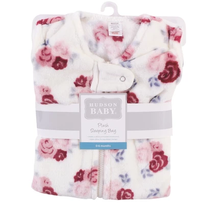 Hudson Baby Infant Girl Plush Sleeping Bag, Sack, Blanket, Floral 1 Hudson Baby Infant Girl Plush Sleeping Bag, Sack, Blanket, Floral