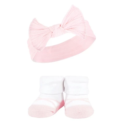 Hudson Baby Infant Girls Headband And Socks Giftset, Pink White, One Size 4 Hudson Baby Infant Girls Headband And Socks Giftset, Pink White, One Size - Image 4
