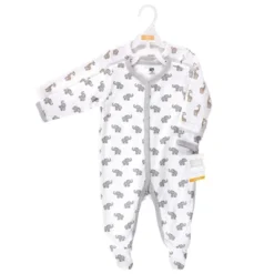 Hudson Baby Baby Cotton Snap Sleep And Play 2pk, Elephant Giraffe