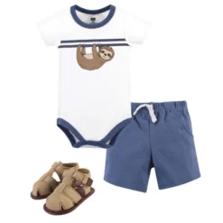 Hudson Baby Infant Boy Cotton Bodysuit, Shorts And Shoe 3pc Set, Sloth -Hudson Baby Store GUEST c6c6c5eb d7c2 4ed9 b13b b22c422c729a