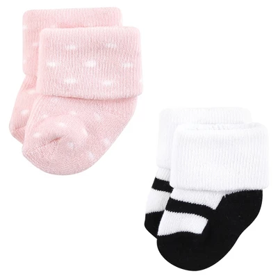 Hudson Baby Infant Girl Cotton Rich Newborn And Terry Socks, Mom And Dad Girl Pink Black 7 Hudson Baby Infant Girl Cotton Rich Newborn And Terry Socks, Mom And Dad Girl Pink Black - Image 7