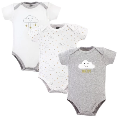 Hudson Baby Cotton Bodysuits 3pk, Gray Clouds 1 Hudson Baby Cotton Bodysuits 3pk, Gray Clouds
