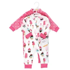 Hudson Baby Toddler Girls Plush Jumpsuits, Ice Cream