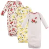 Hudson Baby Infant Girl Cotton Long-Sleeve Gowns 3pk, Strawberry Lemon, 0-6 Months