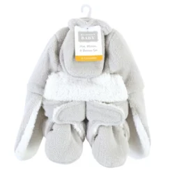 Hudson Baby Unisex Baby And Toddler Trapper Hat, Mitten And Bootie Set, Light Gray