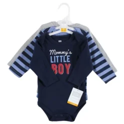 Hudson Baby Infant Boy Cotton Long-Sleeve Bodysuits, Mommys Little Boy