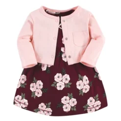 Hudson Baby Baby Girls Cotton Dress And Cardigan Set, Burgundy Floral -Hudson Baby Store GUEST dc825b8a 79d6 42eb 933d 505d79b34b7d