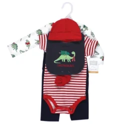Hudson Baby Unisex Cotton Layette Set, Christmasaurus