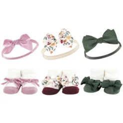 Hudson Baby Infant Girl 12Pc Headband And Socks Giftset, Fall Botanical, One Size