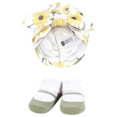 Hudson Baby Infant Girls Turban And Socks Set, Yellow Daisy, One Size 2 Hudson Baby Infant Girls Turban And Socks Set, Yellow Daisy, One Size - Image 2