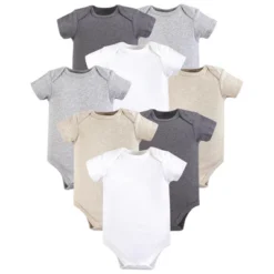 Hudson Baby Cotton Bodysuits 8pk, Heather Gray