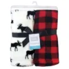 Hudson Baby Infant Boy Silky Plush Blanket, Buffalo Plaid Moose, 30x36 Inches