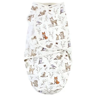 Hudson Baby Infant Girl Quilted Cotton Swaddle Wrap 3pk, Enchanted Forest, 0-3 Months 2 Hudson Baby Infant Girl Quilted Cotton Swaddle Wrap 3pk, Enchanted Forest, 0-3 Months - Image 2