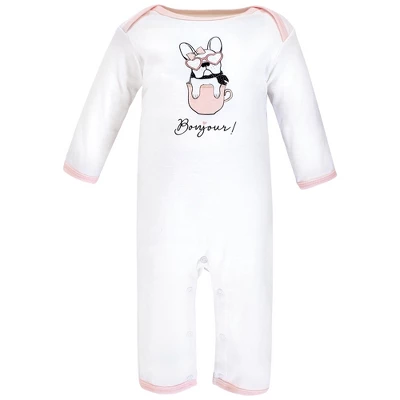Hudson Baby Infant Girl Cotton Coveralls, Bonjour 2 Hudson Baby Infant Girl Cotton Coveralls, Bonjour - Image 2