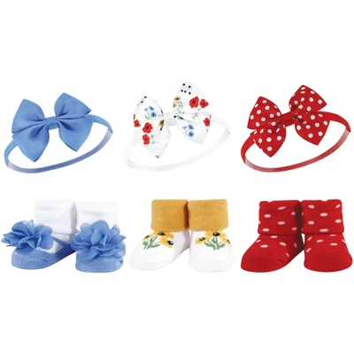Hudson Baby Infant Girl 12Pc Headband And Socks Giftset, Wildflower Red Blue, One Size 1 Hudson Baby Infant Girl 12Pc Headband And Socks Giftset, Wildflower Red Blue, One Size