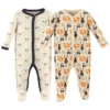 Hudson Baby Infant Boy Cotton Snap Sleep And Play 2pk, Cream Forest