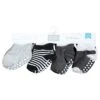 Hudson Baby Infant Boy Non-Skid No-Show Socks, Black White Stripes
