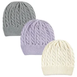 Hudson Baby Infant Girl Knit Cuffed Beanie 3pk, Lilac Cream -Hudson Baby Store GUEST e50f4e8b 8ce0 4721 8434 0f3e57acc4a7