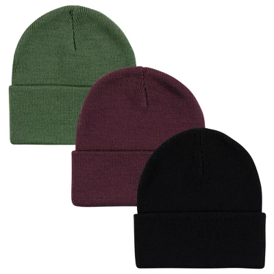 Hudson Baby Family Knit Cuffed Beanie 3pk, Green Burgundy 5 Hudson Baby Family Knit Cuffed Beanie 3pk, Green Burgundy - Image 5