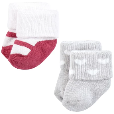 Hudson Baby Infant Girl Cotton Rich Newborn And Terry Socks, Mom And Dad Girl Pink Black 5 Hudson Baby Infant Girl Cotton Rich Newborn And Terry Socks, Mom And Dad Girl Pink Black - Image 5