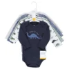 Hudson Baby Unisex Baby Cotton Long-Sleeve Bodysuits, Blue Green Dino
