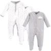 Hudson Baby Baby Cotton Snap Sleep And Play 3pk, Gray Clouds