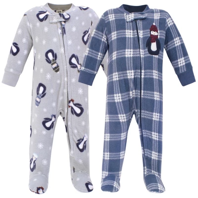 Hudson Baby Infant Boy Fleece Zipper Sleep And Play 2pk, Blue Penguin 2 Hudson Baby Infant Boy Fleece Zipper Sleep And Play 2pk, Blue Penguin - Image 2