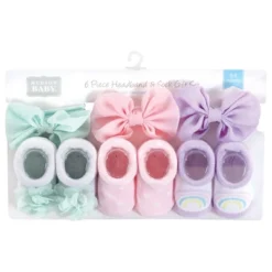 Hudson Baby Infant Girl Headband And Socks Giftset, Purple Mint, One Size
