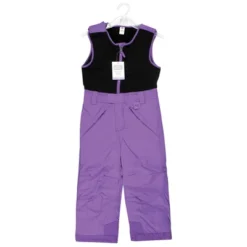 Hudson Baby Unisex Snow Bib Overalls With Fleece Top, Purple