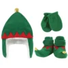 Hudson Baby Infant Girl 6Pc Trapper Hat, Mitten And Bootie Set, Green Elf Girl Reindeer
