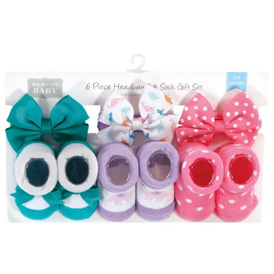 Hudson Baby Infant Girls Headband And Socks Giftset, Dinosaurs, One Size 1 Hudson Baby Infant Girls Headband And Socks Giftset, Dinosaurs, One Size
