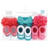 Hudson Baby Infant Girls Headband And Socks Giftset, Teal Coral, One Size