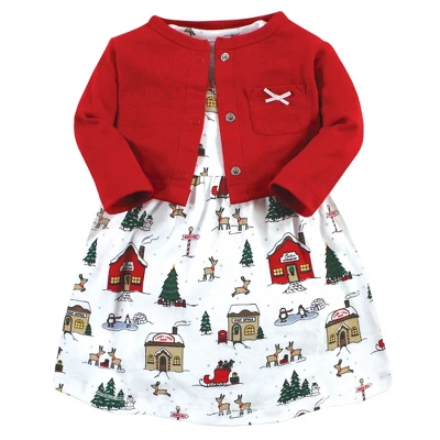 Hudson Baby Infant And Toddler Girl Cotton Dress And Cardigan Set, North Pole 6 Hudson Baby Infant And Toddler Girl Cotton Dress And Cardigan Set, North Pole - Image 6