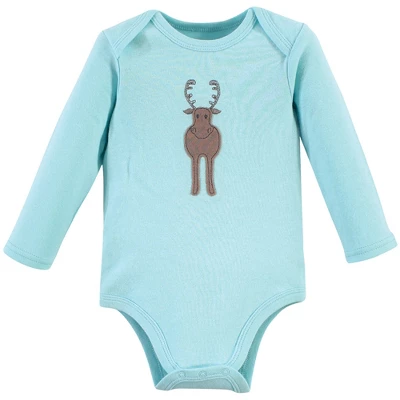 Hudson Baby Cotton Long-Sleeve Bodysuits 5pk, Gray Forest 4 Hudson Baby Cotton Long-Sleeve Bodysuits 5pk, Gray Forest - Image 4