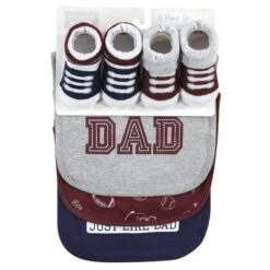 Hudson Baby Infant Boy Cotton Bib And Sock Set, Love Dad, One Size