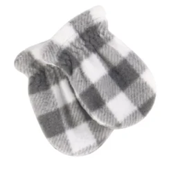 Hudson Baby Infant And Toddler Fleece Trapper Hat And Mitten 2pc Set, Charcoal White Plaid