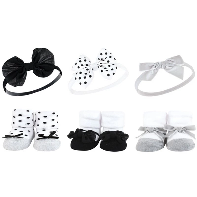 Hudson Baby Infant Girl 12Pc Headband And Socks Giftset, Black Silver, One Size 1 Hudson Baby Infant Girl 12Pc Headband And Socks Giftset, Black Silver, One Size