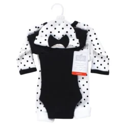 Hudson Baby Girls Thermal Preemie Layette 4pc Set, Black White Dots, Preemie